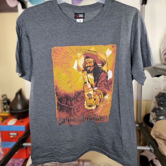 Captain Morgan Official Crew Gear Graphic Tee Dark Grey Short Sleeve - Size XL - Picture 2 of 4